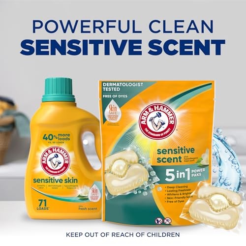 Arm & Hammer Sensitive Fresh Scent 5-IN-1 Power Paks, 42 42 Count (Pack of 1)