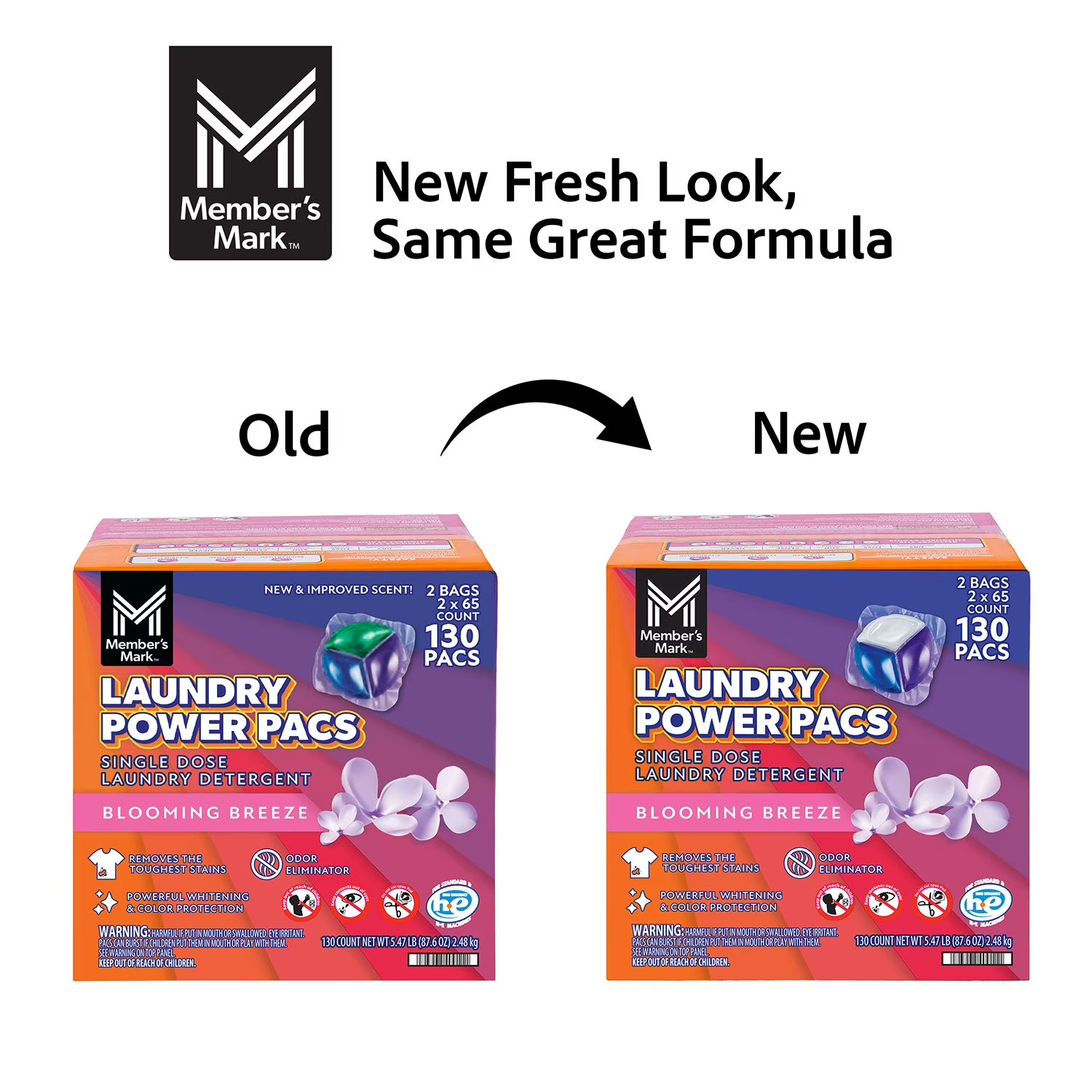 Member’s Mark Laundry Detergent Power Pacs, Blooming Breeze Scent (130 ct.)