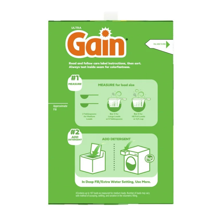2 PACK Gain Powder Laundry Detergent, Original Scent, 154 oz, 167 Loads