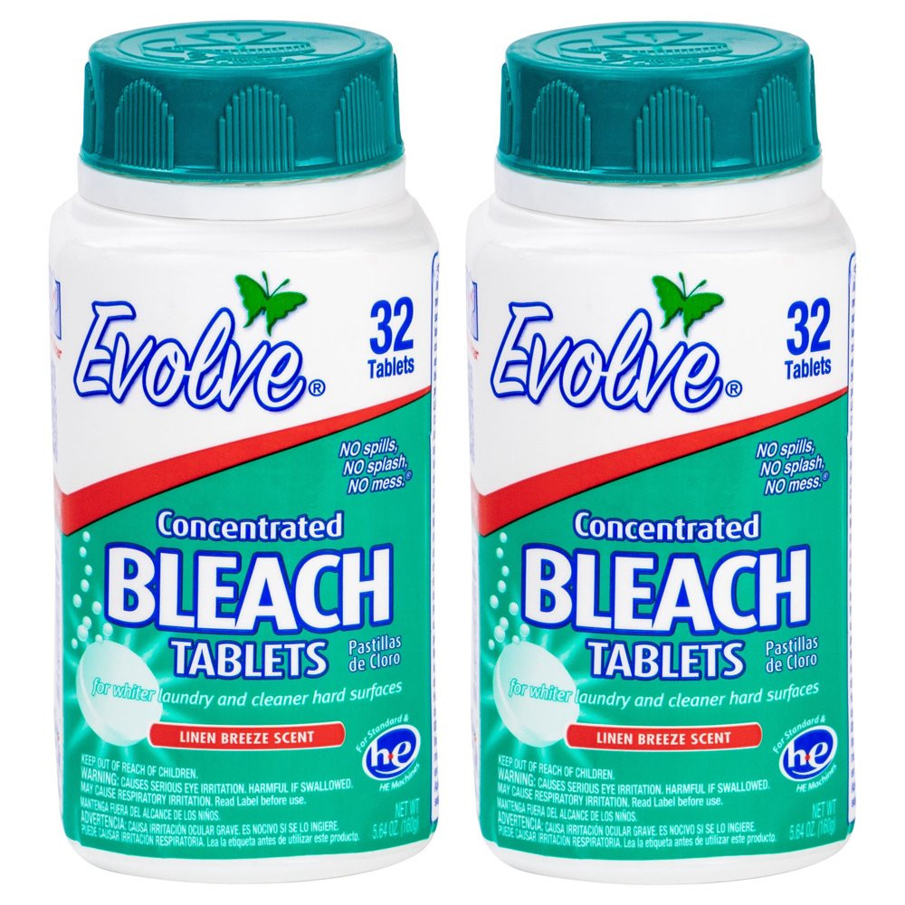 Evolve Ultra Concentrated Bleach Tablets, Linen Breeze Scent, 64 Total Count
