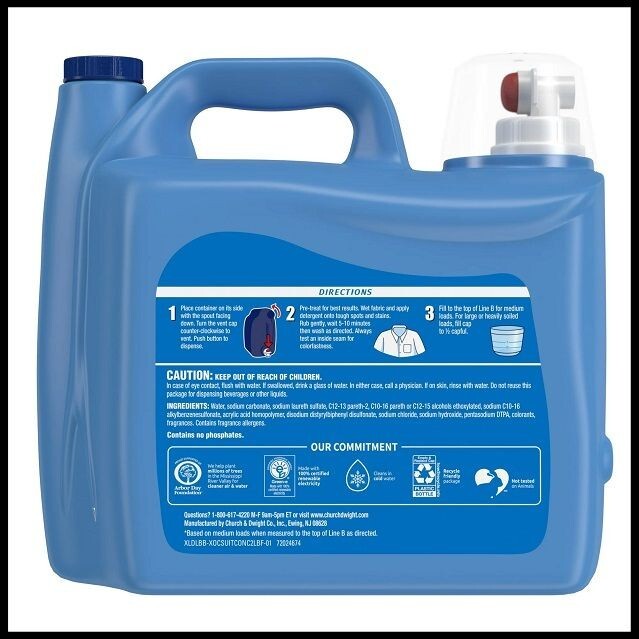Xtra Plus OxiClean, 131 Loads Liquid Laundry Detergent, 203.1 FL oz. free ship.