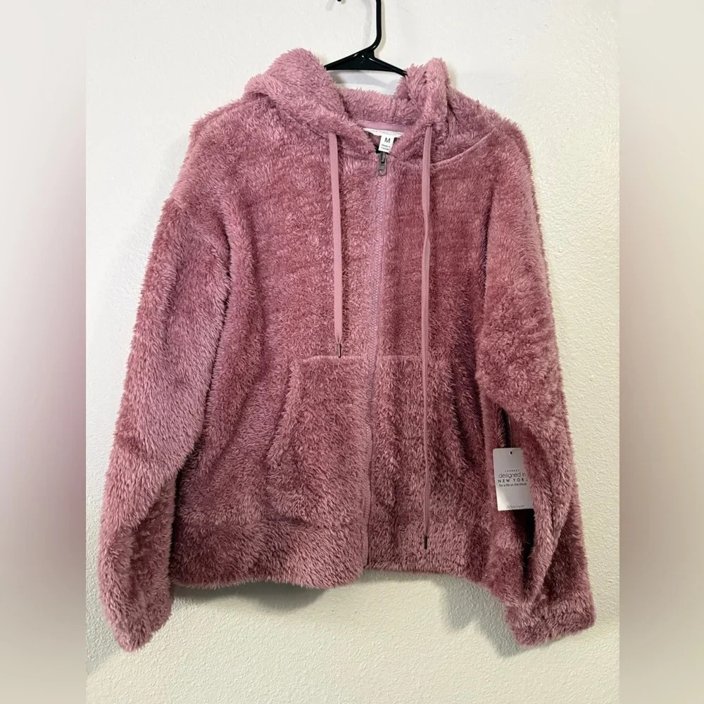 New York Laundry Mauve Fuzzy Hoodie rose size m new with tag