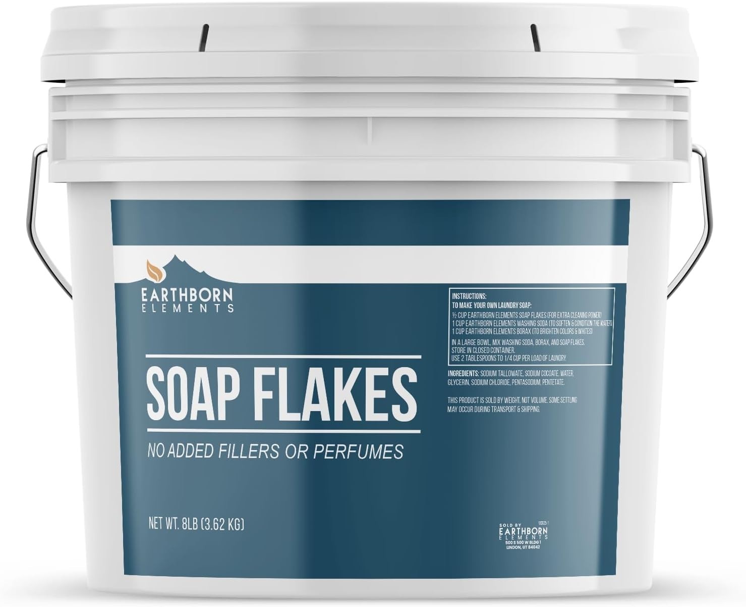 Natural Laundry Soap Flakes – 2 Gallon Unscented Gentle Clean for All Skin Types
