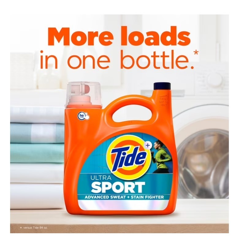 Tide Ultra Sport Liquid Laundry Detergent, Advanced Sweat 117 fl oz, 83 Loads