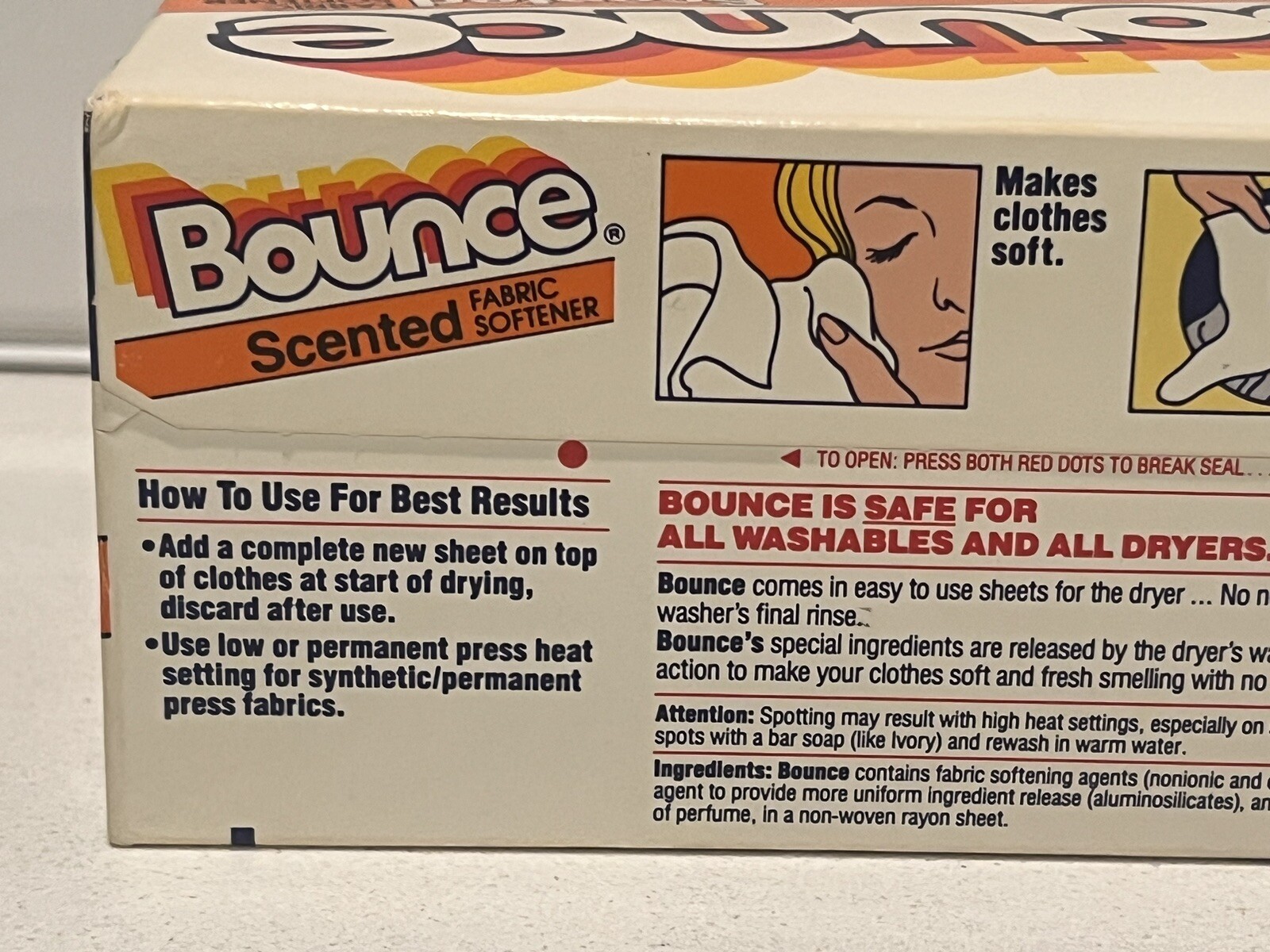 100 Vintage BOUNCE Fabric Softener Scented Dryer Sheets Full P&G Movie Prop NEW