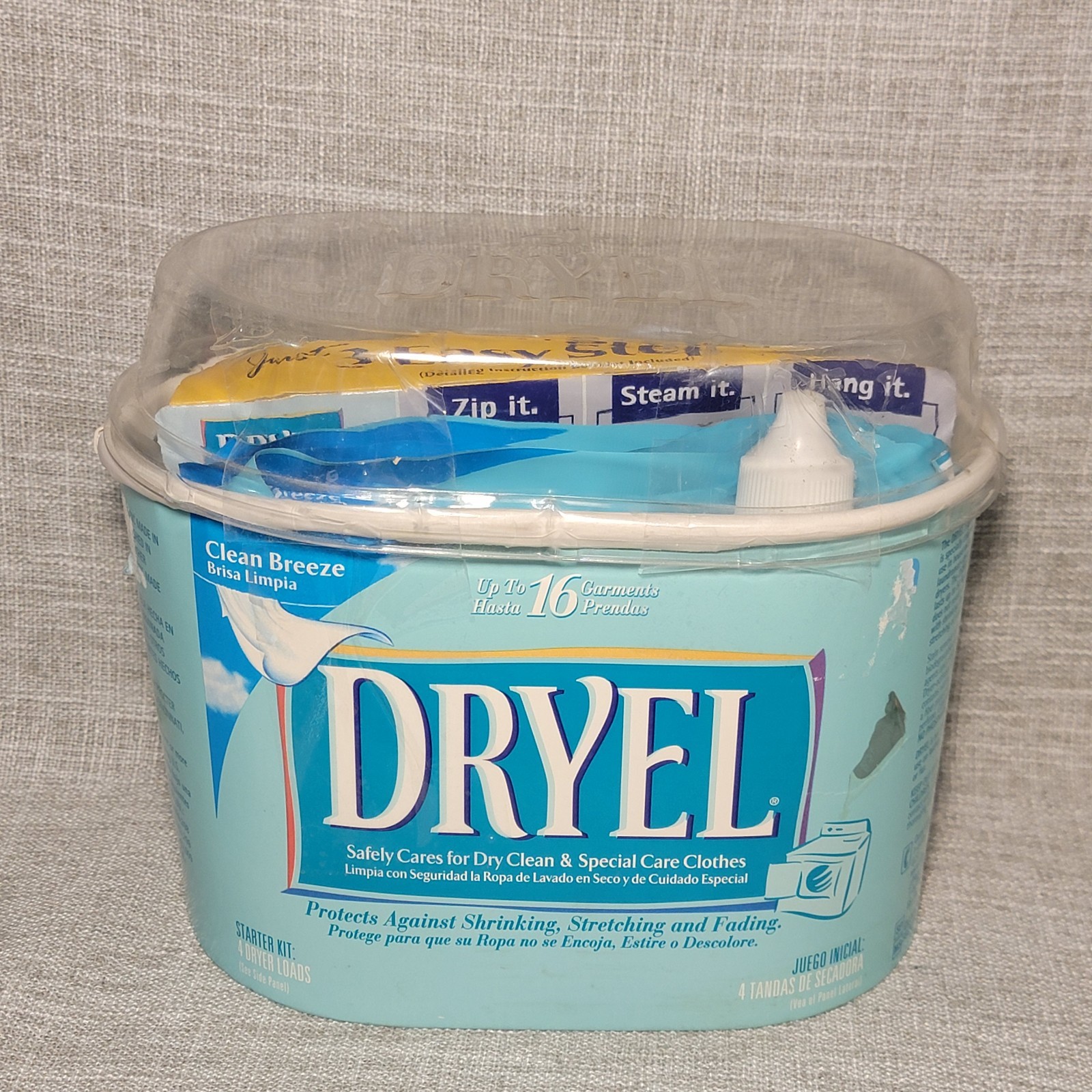 Vtg Dryel Fabric Care Starter Kit 4 Dryer Loads Open Box Complete Dry Clean