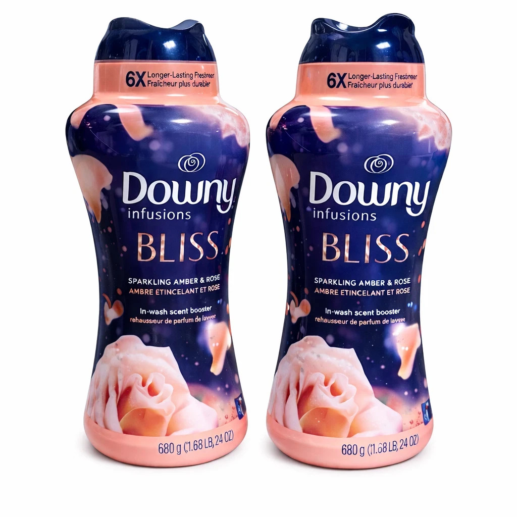 2 X 24 Oz 1.5 Lb Down Infusions Bliss Sparkling Amber & Rose Scent Booster Beads