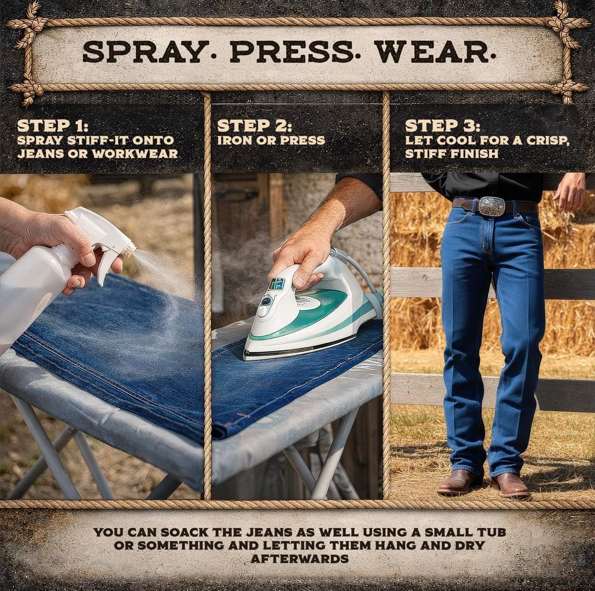 Stiff-it Western Cowboy Starch for Crisp and Clean Denim – Patent Translucent