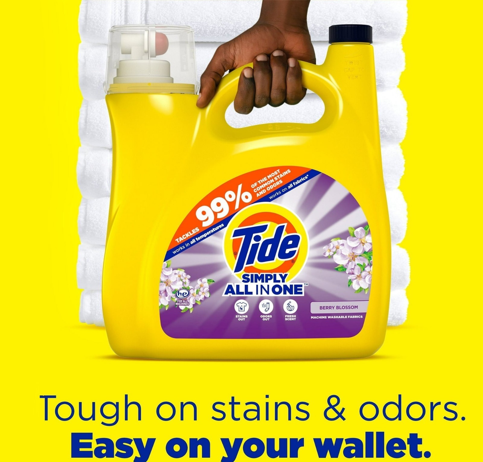 Tide Simply Laundry Detergent, Berry Blossom Scent, 117oz, 89 Loads