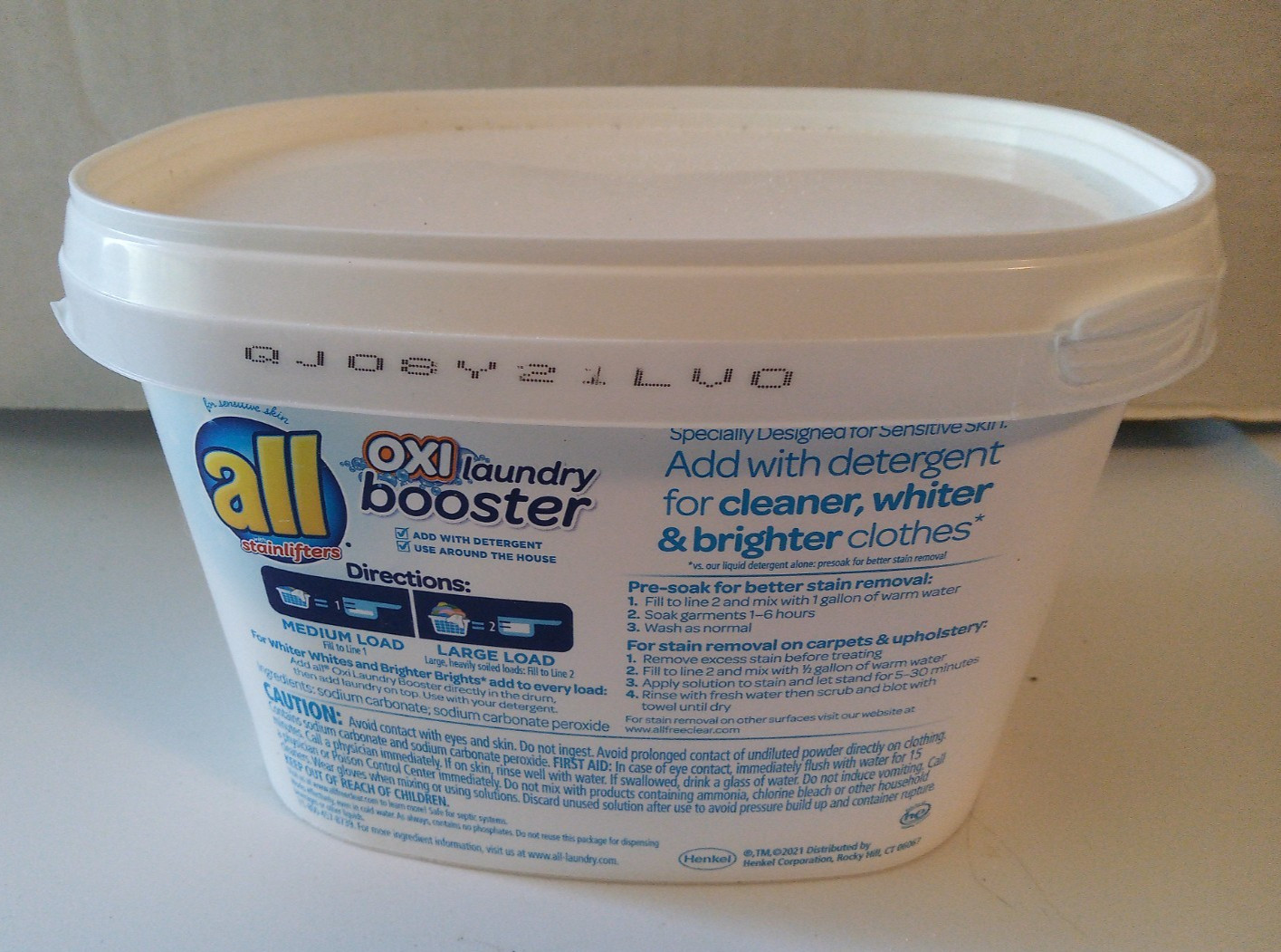 All OXI Laundry Booster for Sensitive Skin, Free Clear, 52 Ounces, 48 Loads