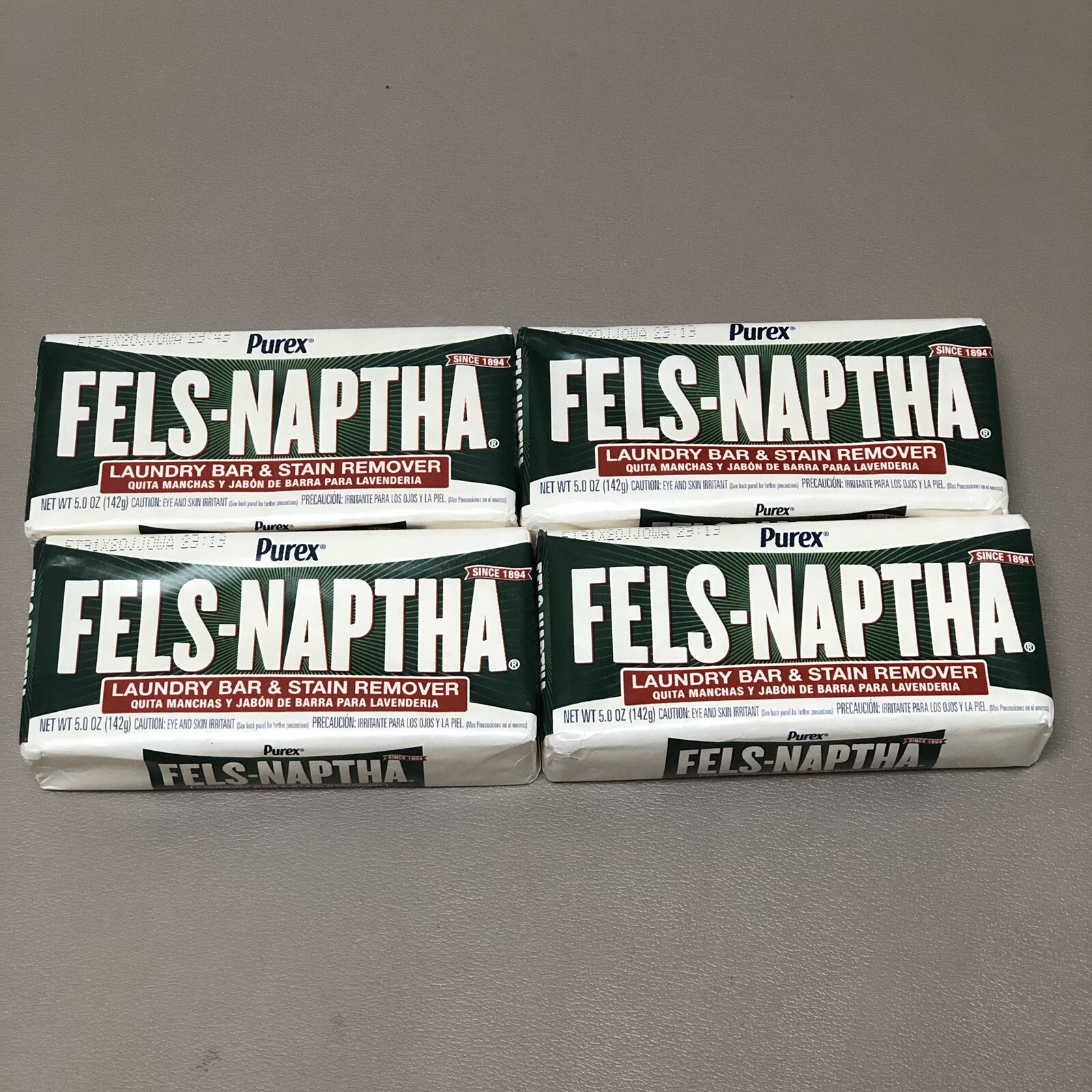 4 Fels Naptha Laundry Bar and Stain Remover 5 oz EACH Pre Treating Soap 4PK NEW