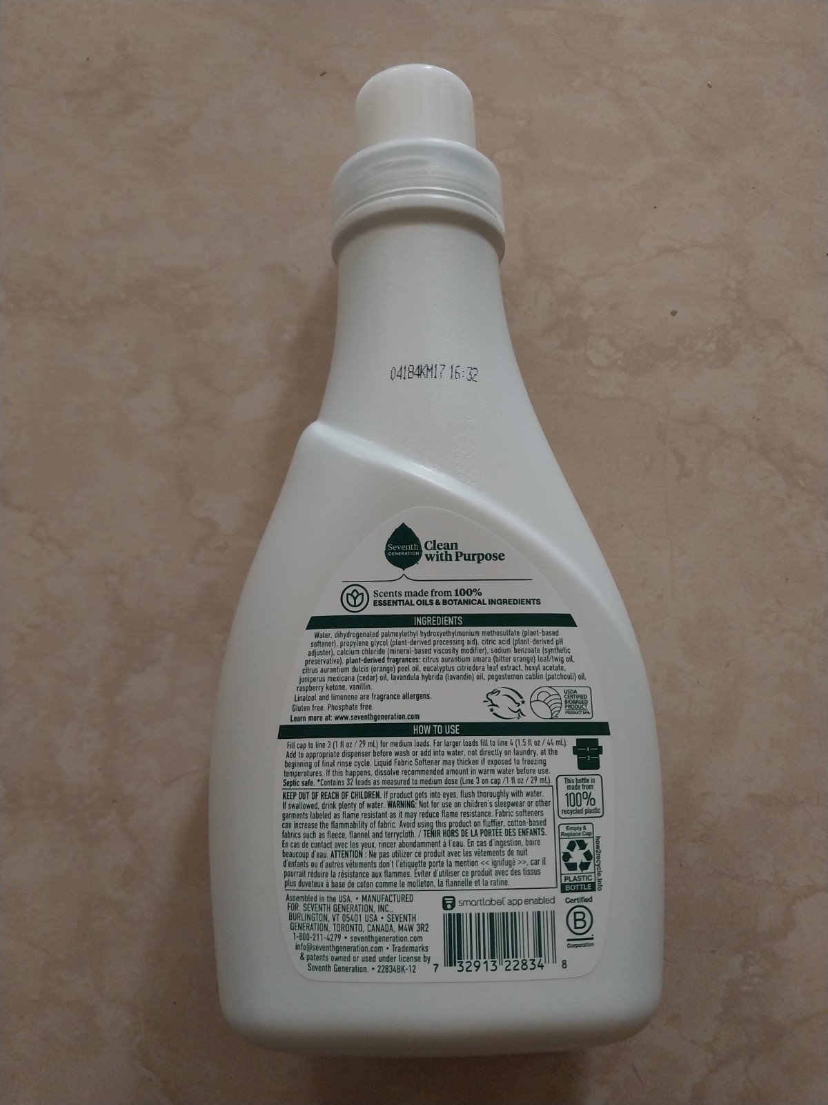 Seventh Generation Clean With Purpose Fabric Softener, Fresh Lavender 32 fl oz