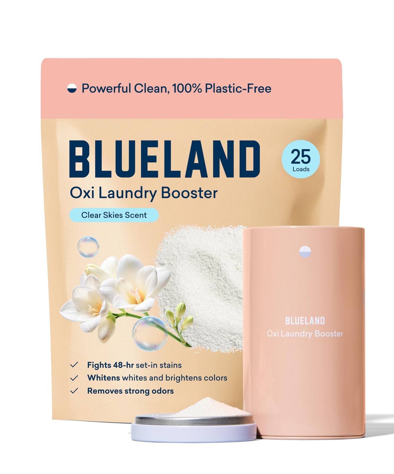 BLUELAND Oxi Laundry Booster Powder with Tin, Starter 17.6 Ounce (Pack of 1)