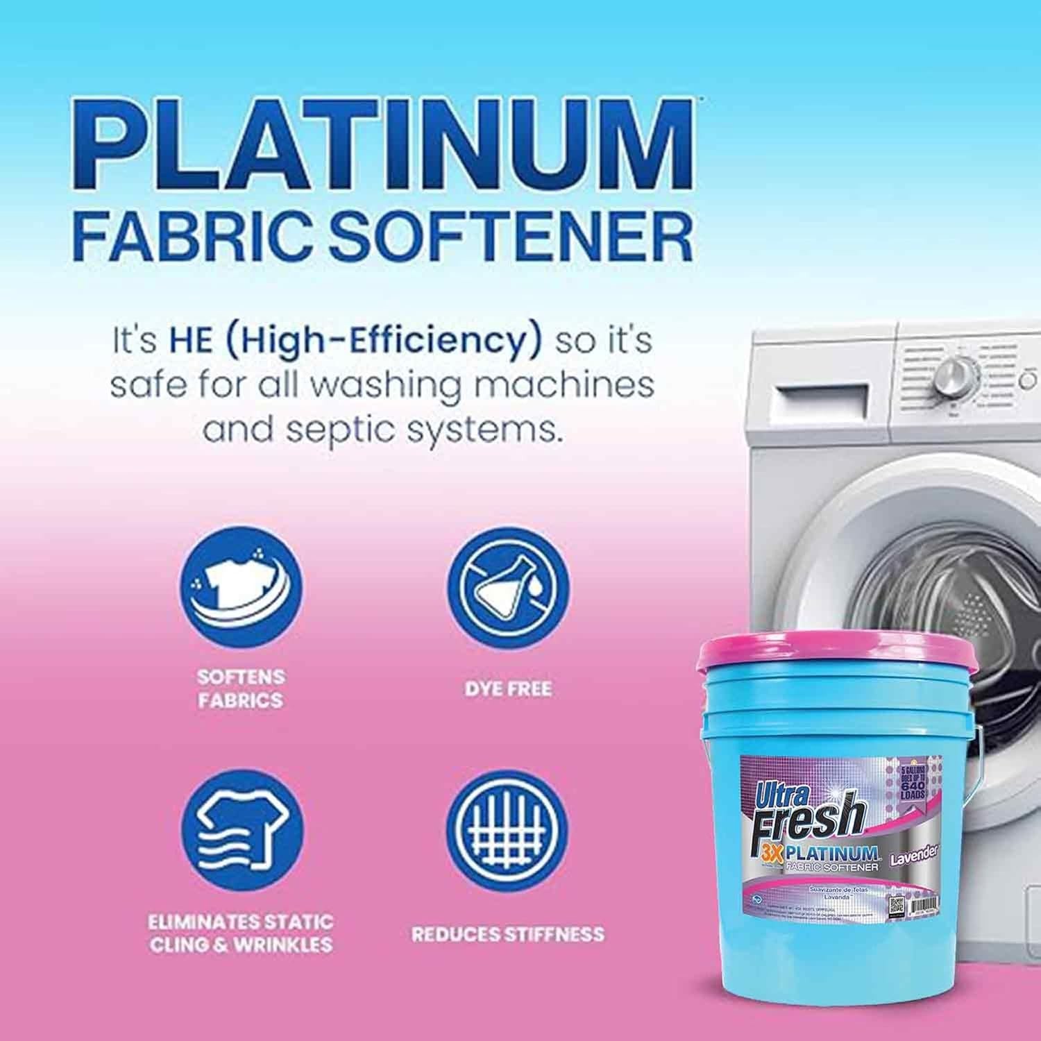 Platinum Fabric Softener Laundry up to 640 Loads Lavender 5 Gallons Fabric Odor