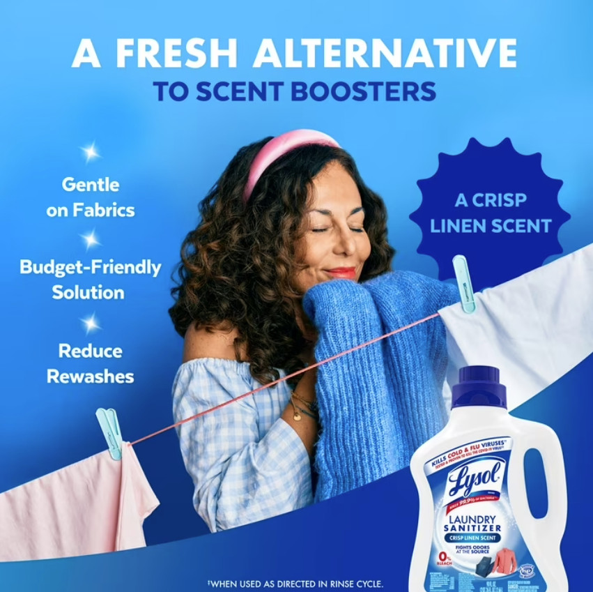 (3 pack) Lysol Laundry Sanitizer Additive, Sanitizing Liquid, Crisp Linen, 90 oz