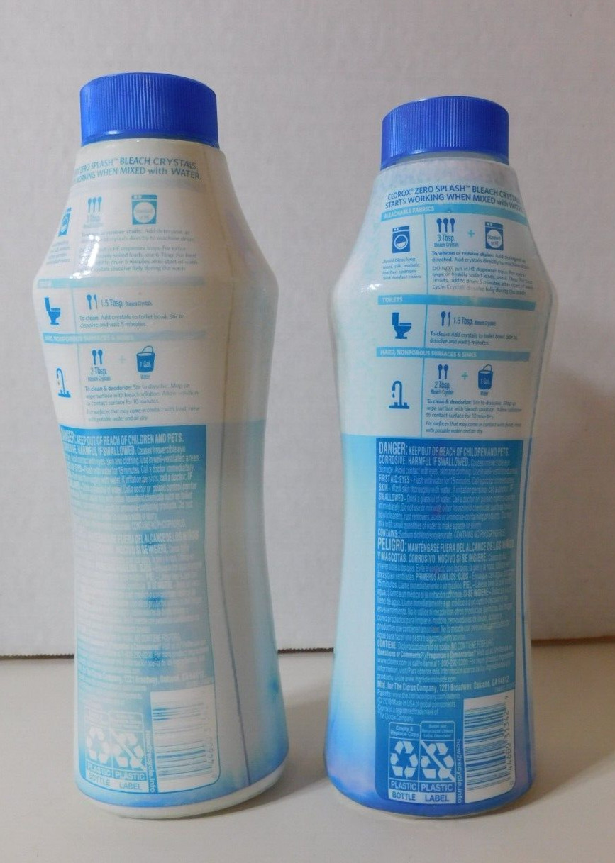 2 pack Clorox Zero Splash Bleach Crystals Cleaner Laundry Water Activated 24oz .