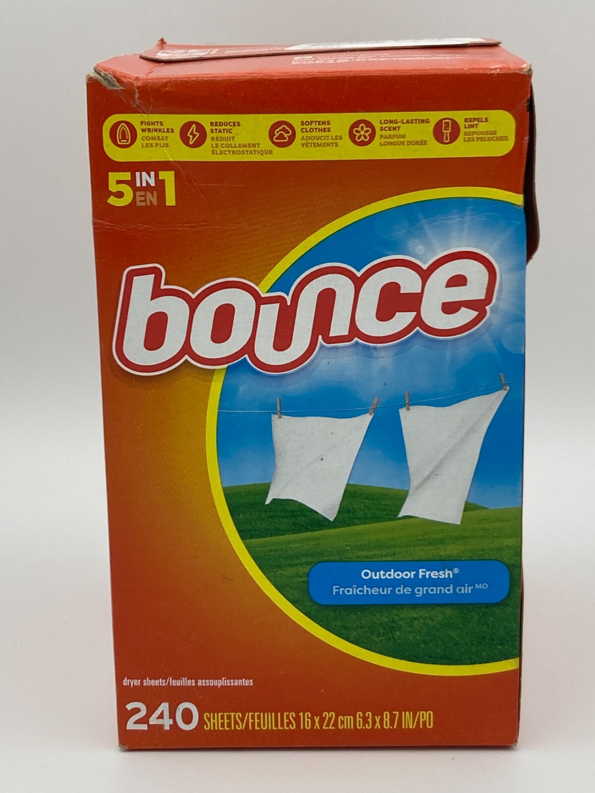 Bounce Dryer Sheets, Outdoor Fresh, 240 Count, Laundry 240 Count (Pack of 1)