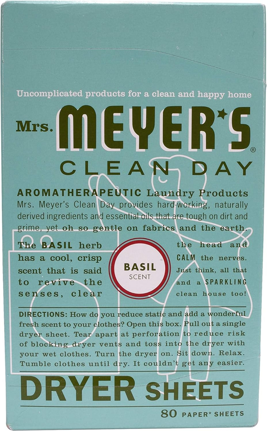 Mrs. Meyer’s Clean Day Dryer Sheets, Fabric Softener, Reduces Static, 80 Count