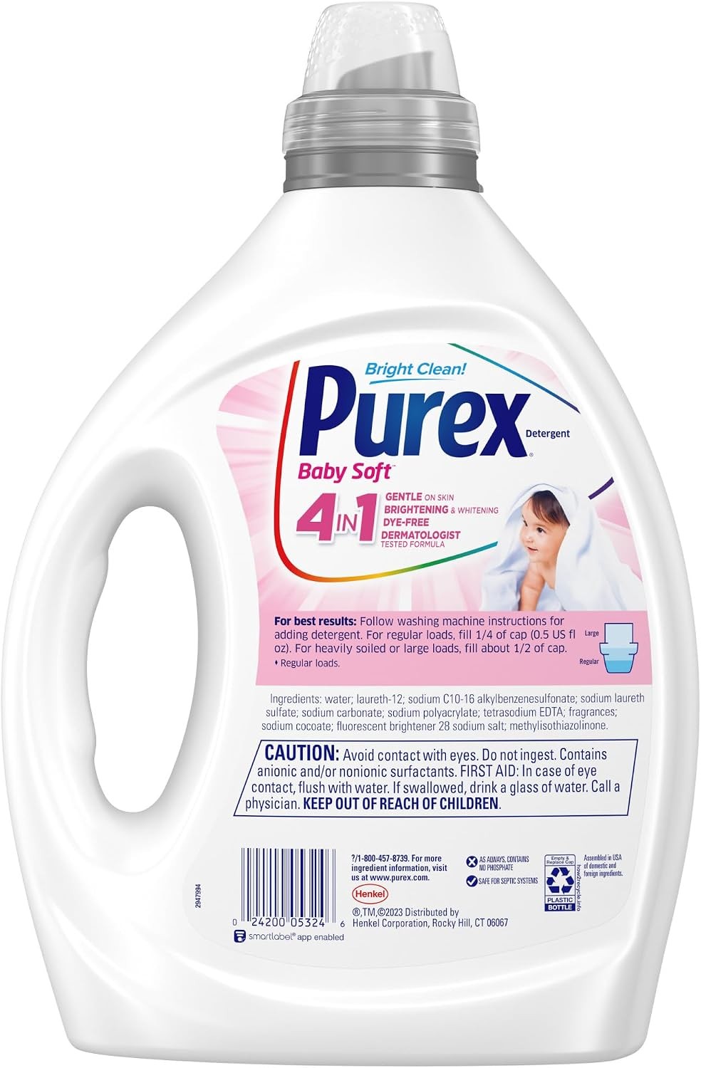 Baby Soft Liquid Laundry Detergent, Ultra Concentrated, 82.5 fl oz, 165 Loads,