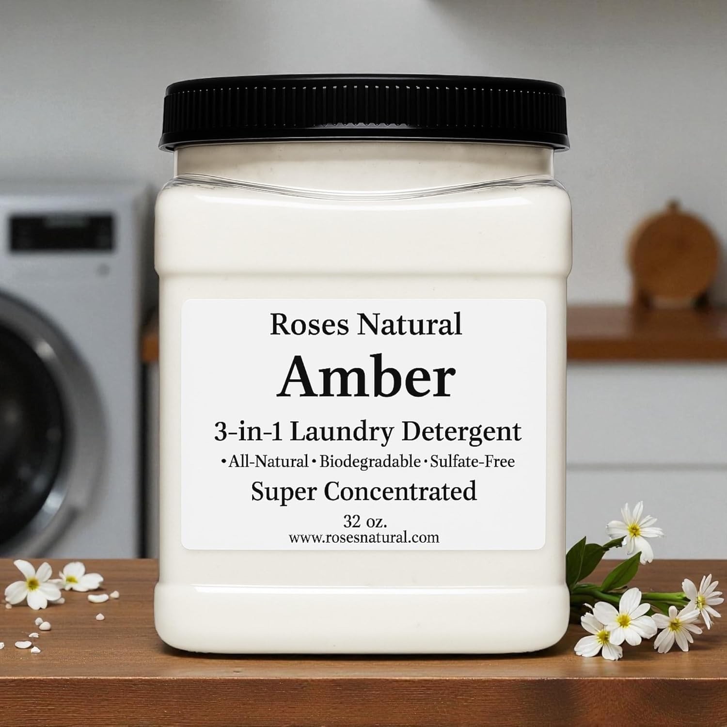 Amber 3-in-1 Laundry Detergent, 32 oz, All-Natural, Sulfate-Free, HE Safe