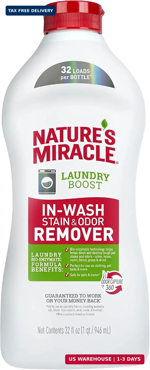 Nature’s Miracle Laundry Boost In-Wash Stain and Odor Remover, 32 Ounces, Laundr
