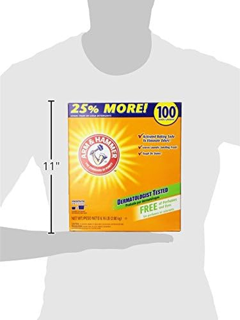 Powder Laundry Detergent, Free of Perfume and Dyes, 100 Loads