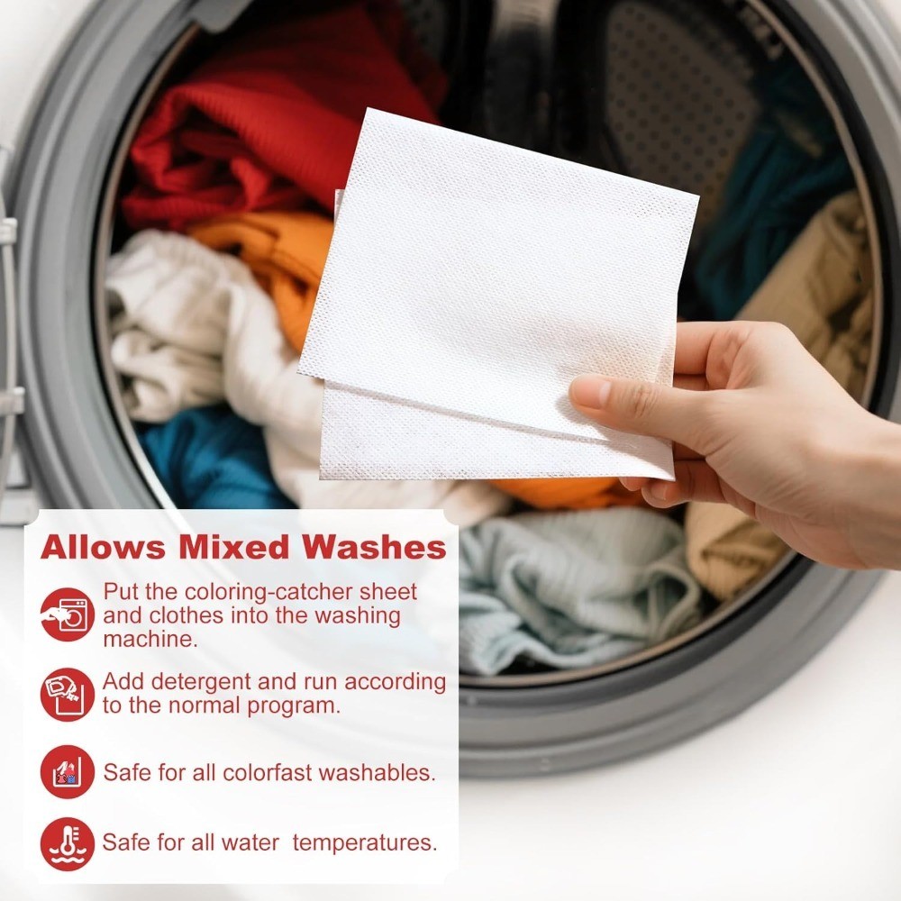 Laundry Color Catcher Sheets 50 Count, Prevents Color Bleeding, Mix Colors and