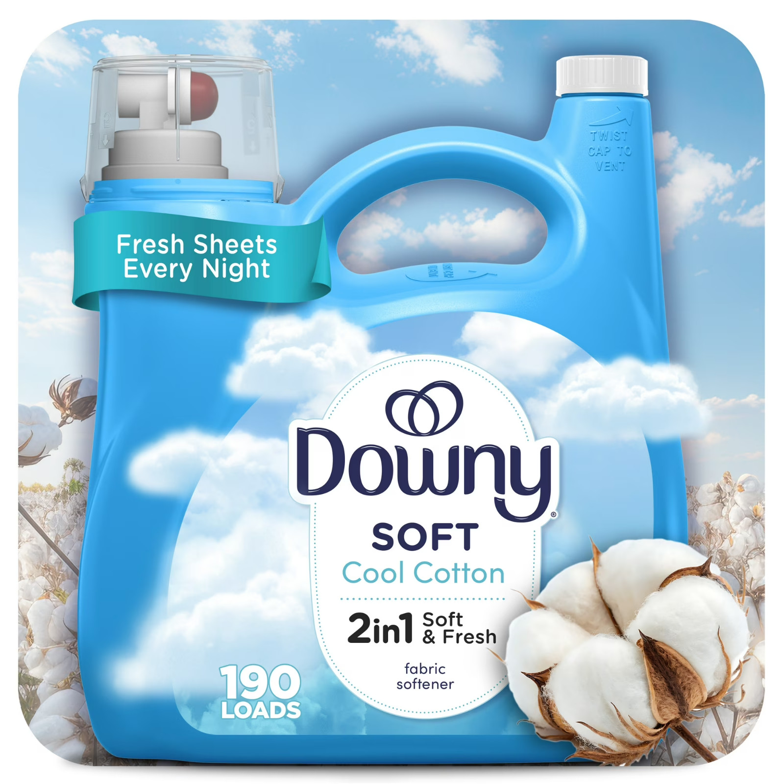 3P Downy Liquid Laundry Fabric Softener Conditioner, Cool Cotton Scent 190 Loads