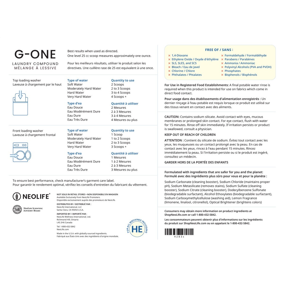 G-ONE Laundry Compound by NeoLife | Concentrated, Eco-Friendly, Eliminates Odors