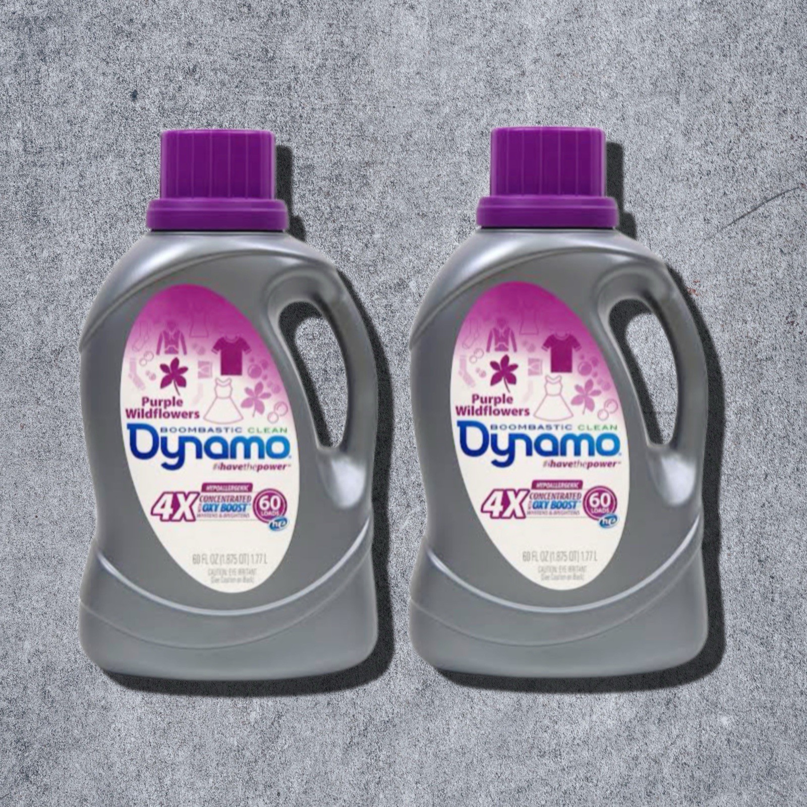 2 Pk Dynamo Purple Wildflowers Detergent 60 Loads/EA DISCONTINUED Oxy Boost