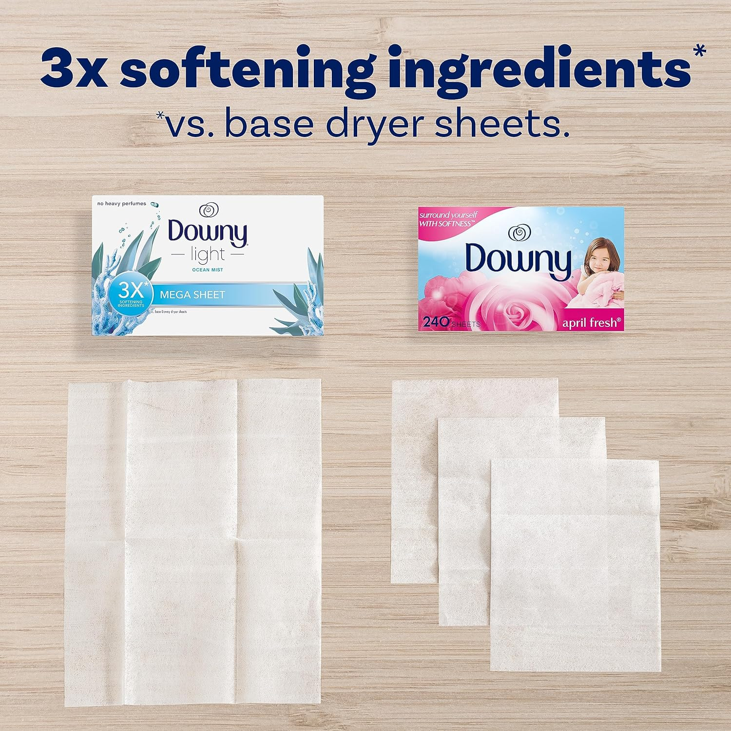 Light Mega Dryer Sheets, Laundry Fabric Softener, Ocean Mist, 130 Count