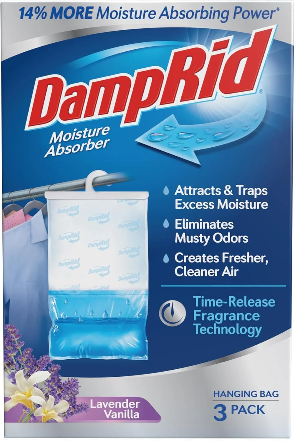 DampRid Lavender Vanilla Hanging Moisture Absorber, 16 oz., 3 Pack – Eliminates