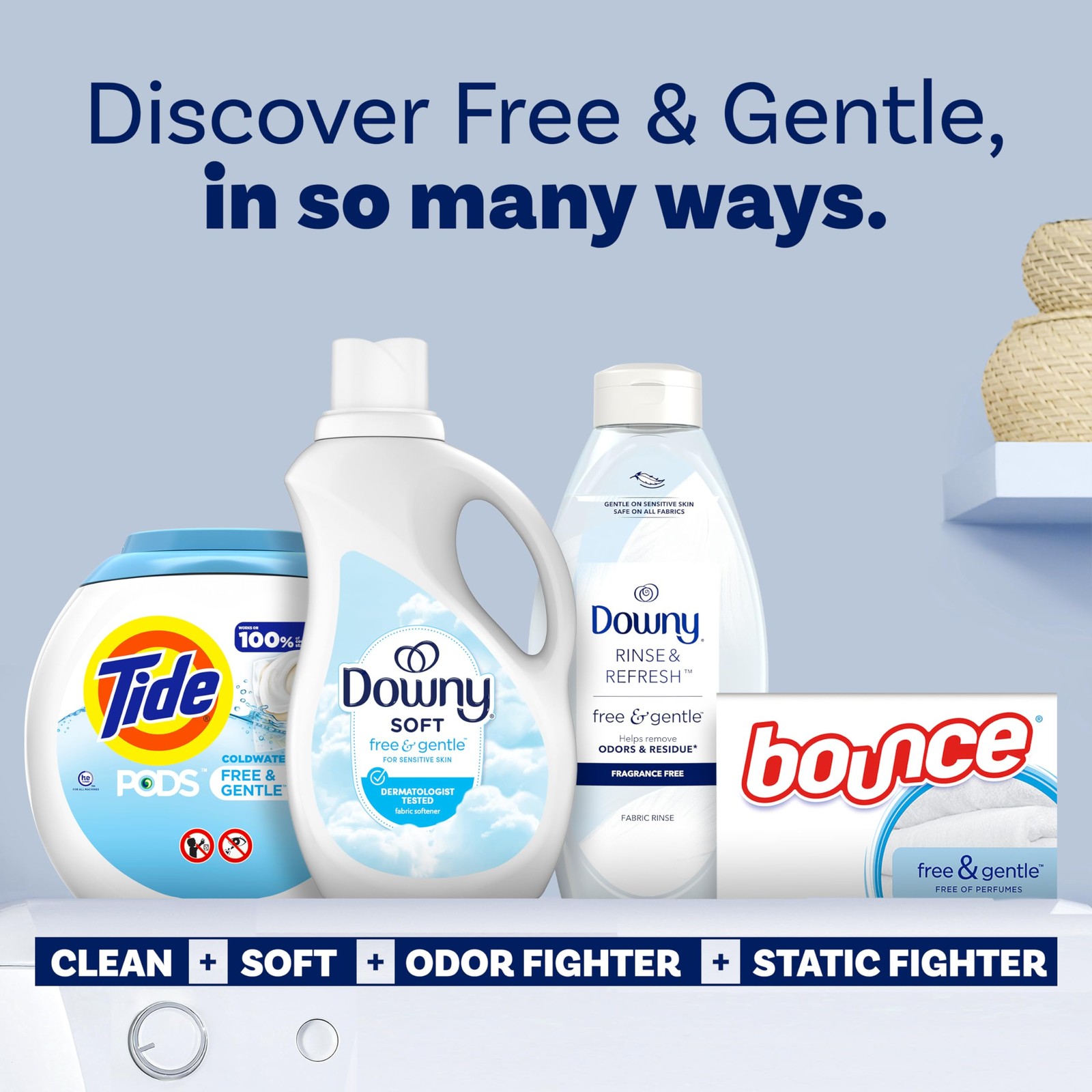 Downy Free Gentle Fabric Softener Fabric Conditioner, 111 fl oz, 150 Loads,