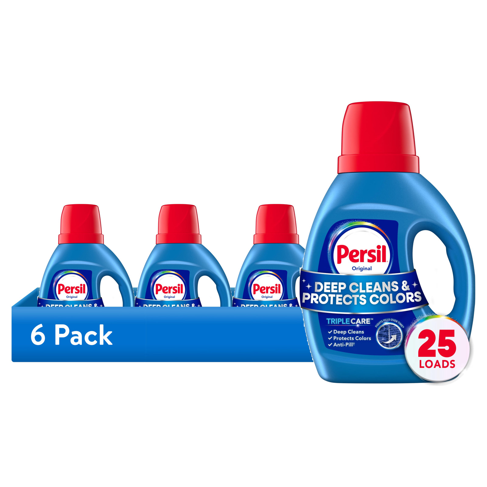 6 pack) Deep Clean Liquid Laundry Detergent, Original, 34 fl oz, 25 loads