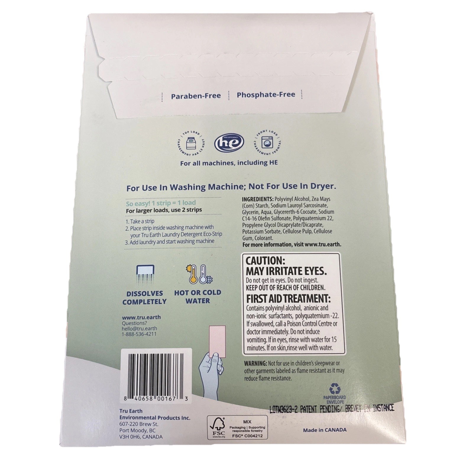 (32pk)-Tru Earth Eco-Strips Fragrance-Free Fabric Softener Ultra Concentrated