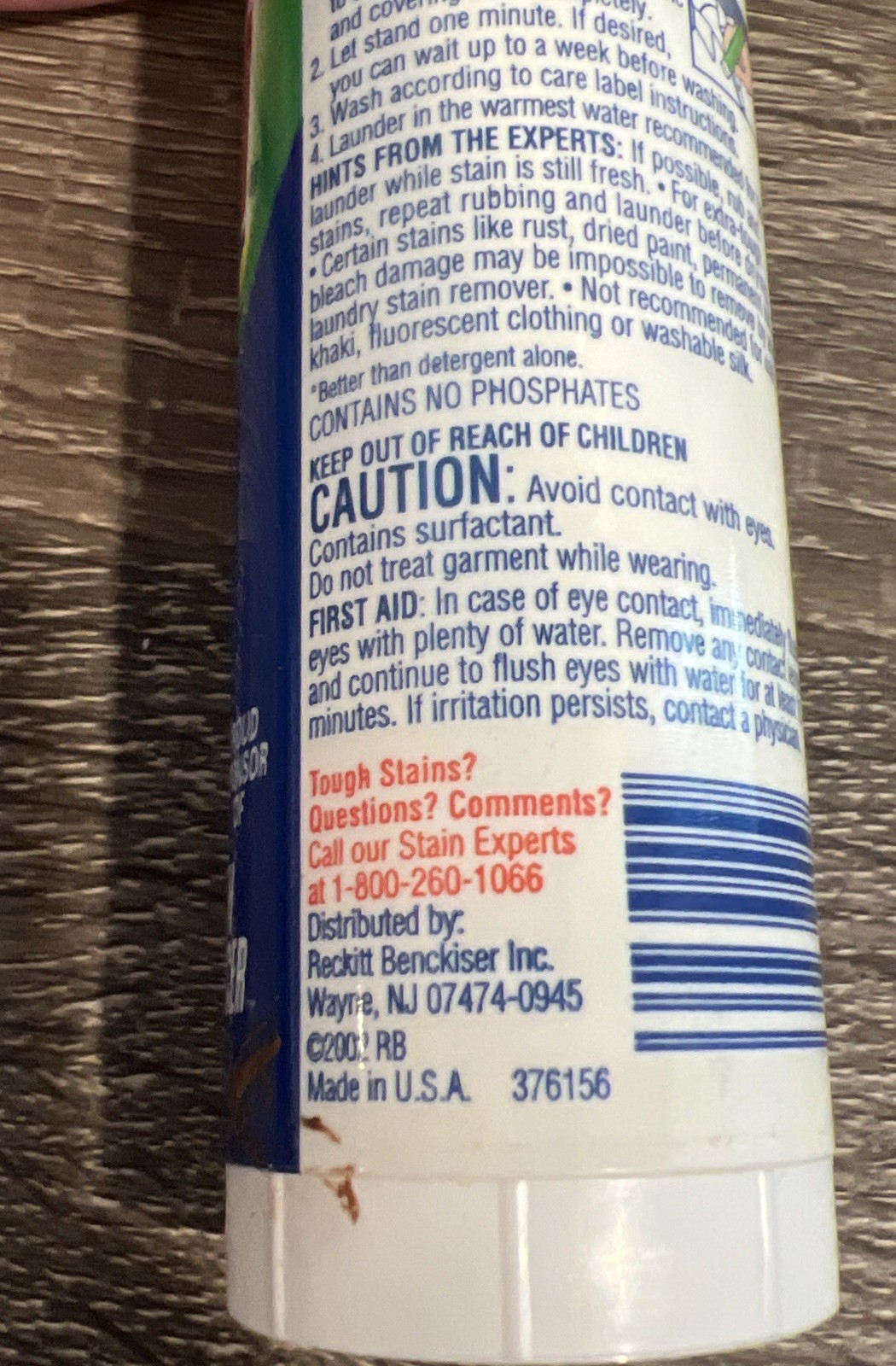 SPRAY ‘N WASH LAUNDRY STAIN REMOVER STAIN STICK 4.4 OZ 80% FULL