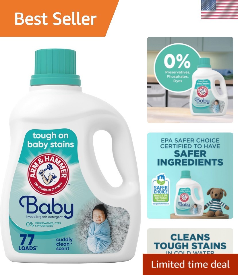 Concentrated High Efficiency Baby Laundry Detergent – 77 Loads, 100.5 fl oz