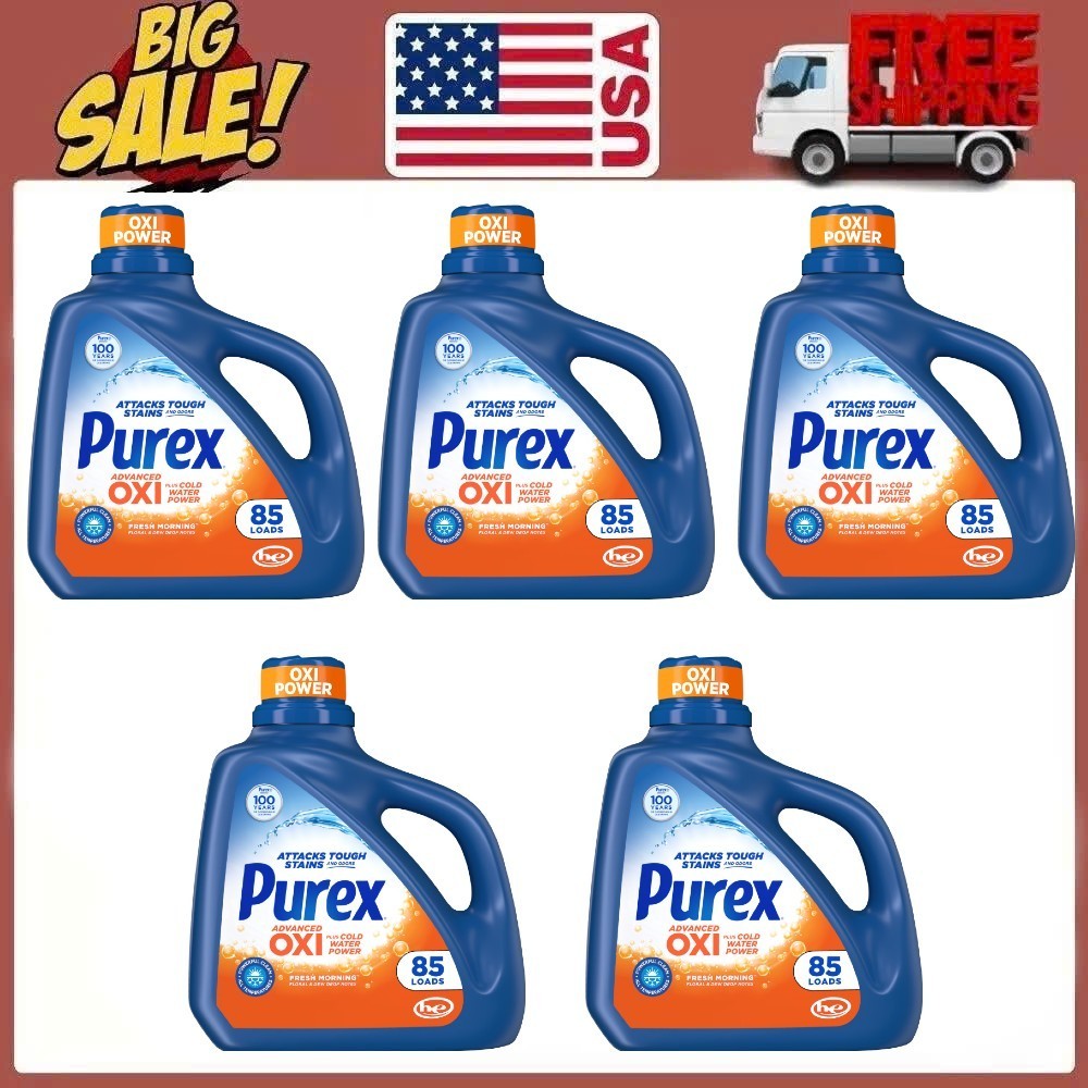 5 Pack Purex Advanced Oxi with Odor Fighter, 128 fl oz, 85 loads