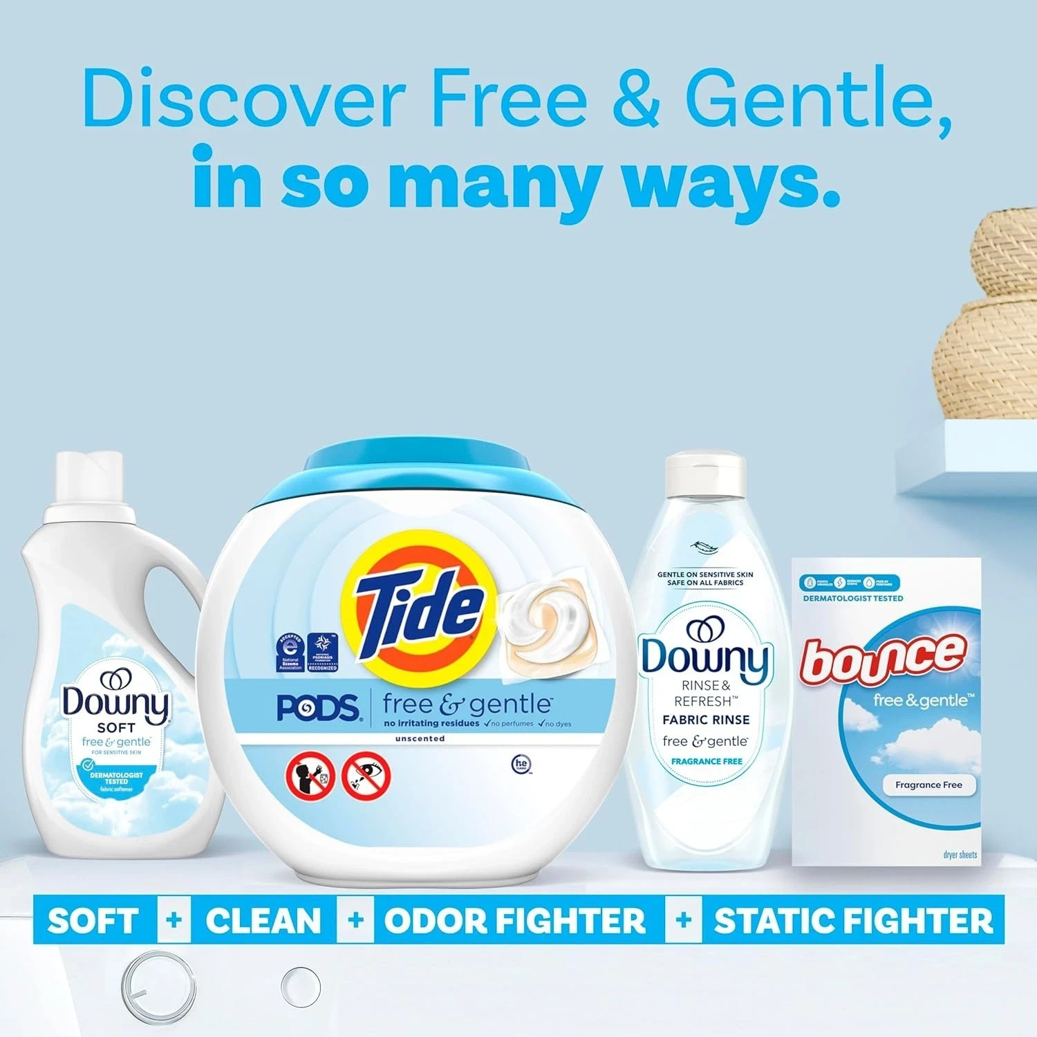 Tide Free & Gentle Laundry Detergent Pods, 42 Count, Unscented & Hypoallerge NEW
