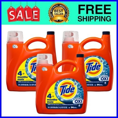 3 pack, Tide Ultra Oxi Liquid Laundry Detergent, Compatible, 132 fl oz, 94 Loads