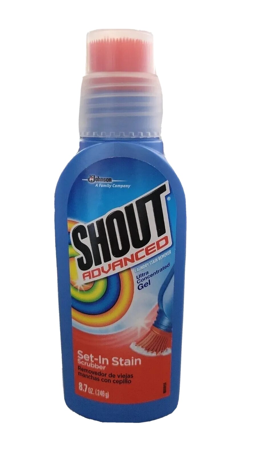Shout Advanced laundry Stain Remover Ultra Concentrated Scrubber Brush 8.7 oz