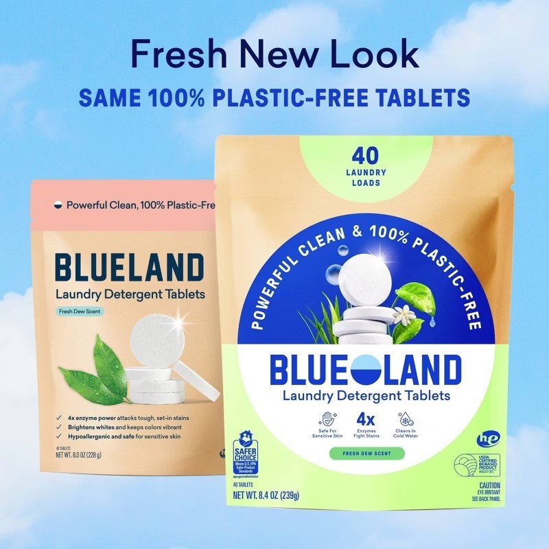 Blueland Fresh Dew HE Concentrated Laundry Detergent Tablets 40 Pacs – 8oz