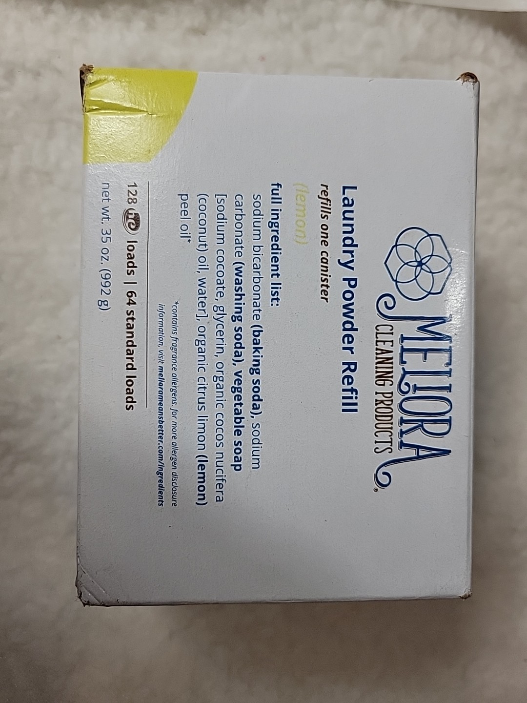 Meliora Cleaning Products Laundry Powder Lemon 64 loads (35 oz – 992g)