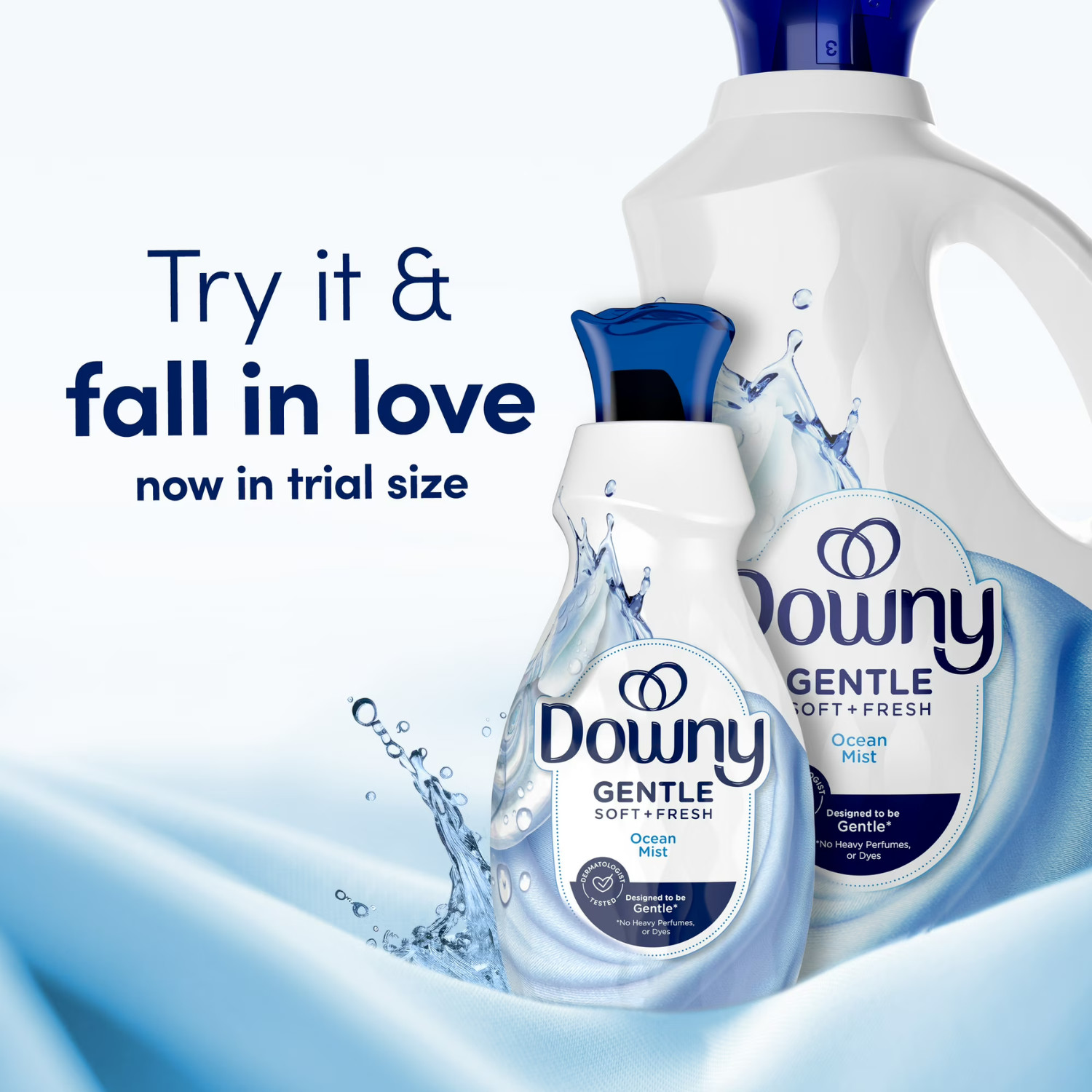 Downy Gentle Soft Fresh Fabric Softener Ocean Mist 93oz 138 Loads, 3 Pack