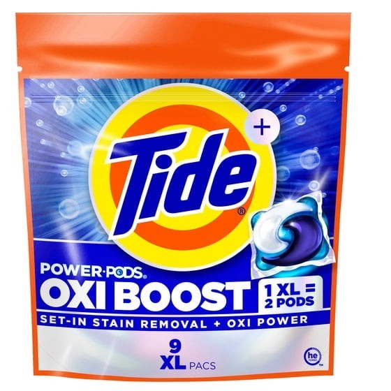Tide Oxi Boost Power PODS Laundry Detergent Pacs, 57 Count, Set-In Stain Removal
