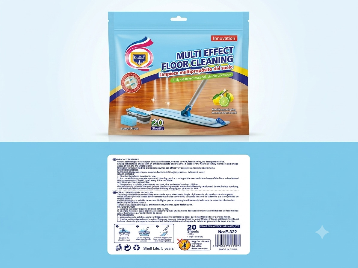 Multi Effect Floor Cleaning Sheets – Lemon Fresh Scent – Antibacterial Wipes 20