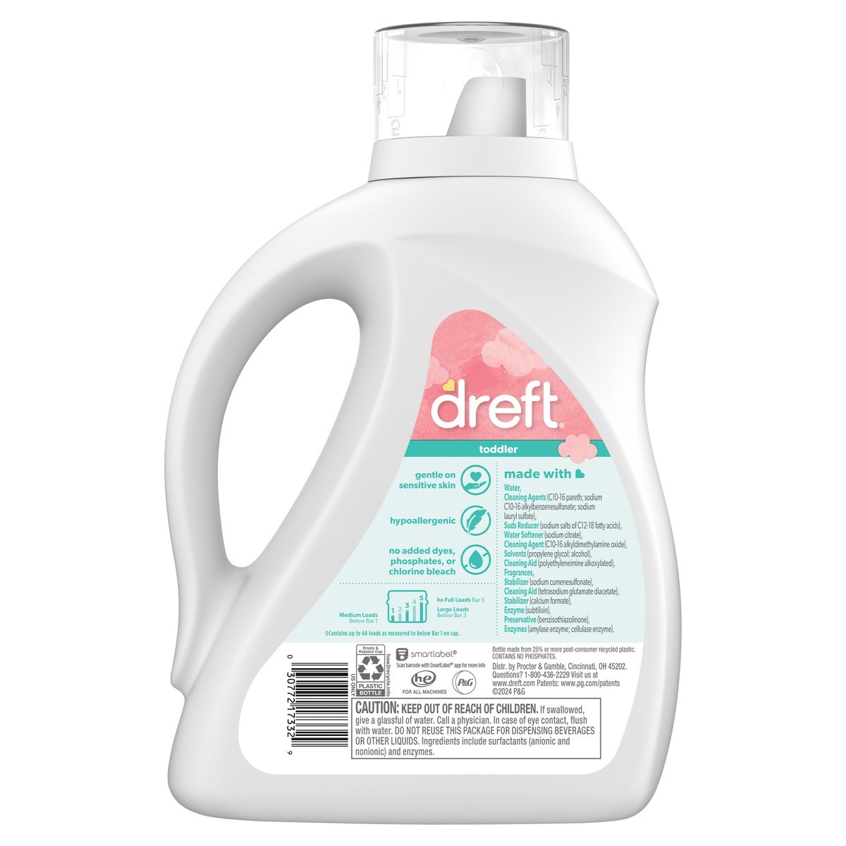 Dreft Toddler Laundry Detergent Liquid, Fights Stains, 64 Loads – 84 fl oz