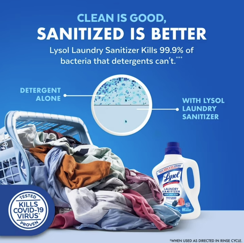 (3 pack) Lysol Laundry Sanitizer Additive, Sanitizing Liquid, Crisp Linen, 90 oz