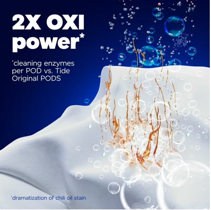 2 Pack Tide PODS Laundry Detergent Pacs, Oxi Boost Power PODS, 45ct/pk