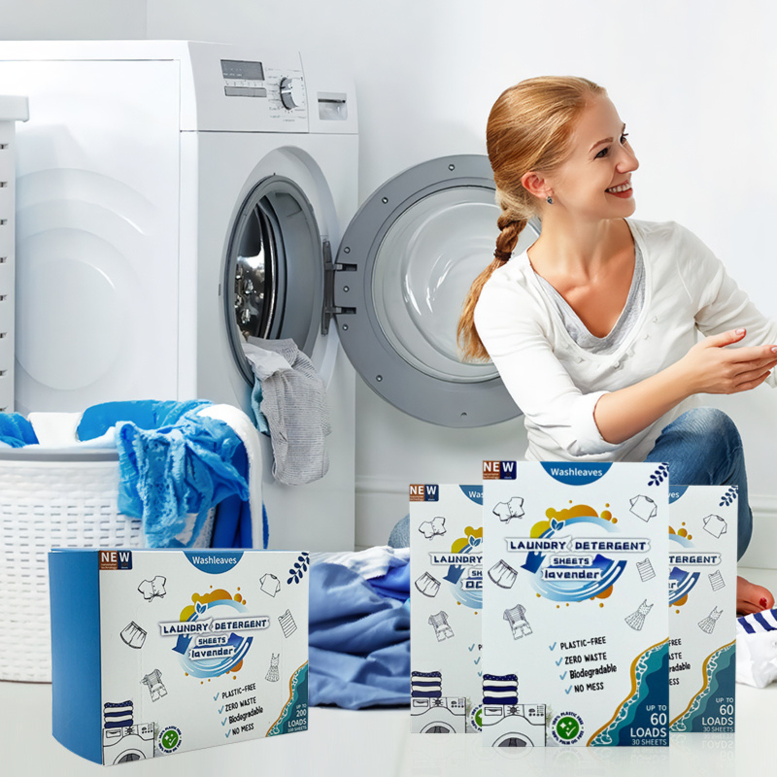 Eco Friendly Laundry Detergent Sheets (60-100 sheets 200 loads) Plant based Free